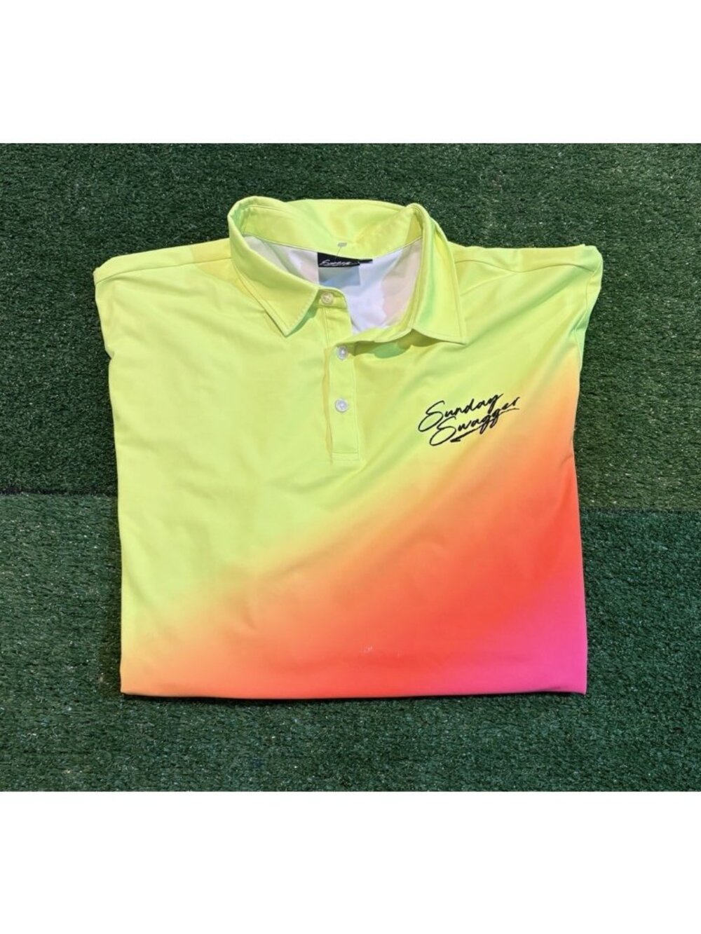 Sunday Swagger polo mens 2XL yellow orange popsicle lighweight breathable golf